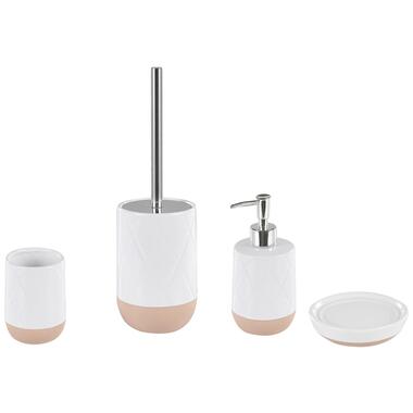 Lot de 4 accessoires de salle de bain en céramique blanc et beige LEBU product