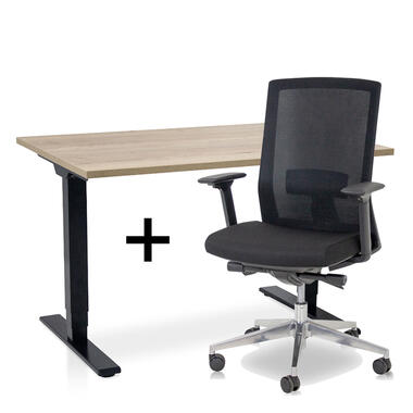 Ensemble MRC COMFORT - Bureau assis-debout + chaise - 140x80 - chêne robuste product