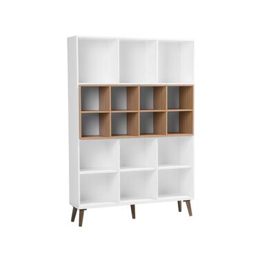 ALLOA - Boekenkast - Wit/ Lichte houtkleur - Spaanplaat product