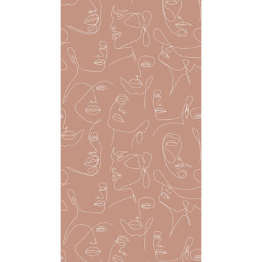 ESTAhome papier peint mural - visages - rouge terracotta et blanc product