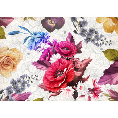 Sanders & Sanders papier peint mural - fleurs - blanc, rose et bleu product