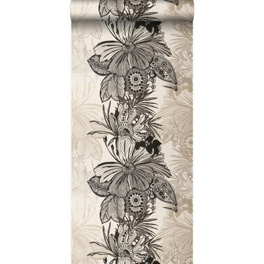 Origin papier peint - fleurs - noir et beige - 52 cm x 10,05 m product