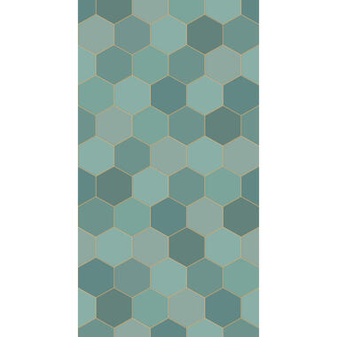 ESTAhome fotobehangpapier - hexagon - zeegroen en petrolblauw - 150 x 279 cm product