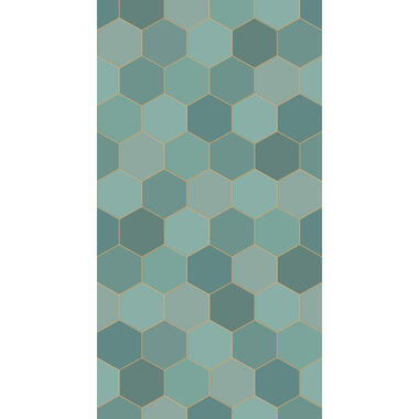 ESTAhome fotobehang - hexagon - zeegroen en petrolblauw - 150 x 279 cm product