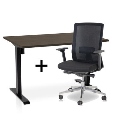 MRC EASY Set - Bureau assis-debout + chaise de bureau - 140x80 - chêne marron product