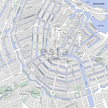 ESTAhome fotobehangpapier - kaart van Amsterdam - grijs en blauw product