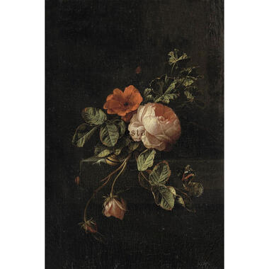 ESTAhome fotobehang - bloemstilleven - rood en zwart - 1.86 x 2.79 m product