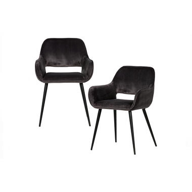 Lot de 2 Chaises de table - Velours - Gris - 80x60x57 cm - WOOOD - Jelle product