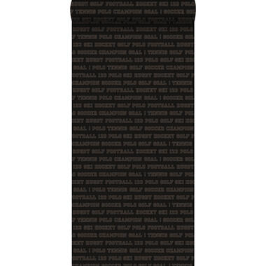 ESTAhome behang - sport teksten - donkerbruin - 53 cm x 10,05 m product