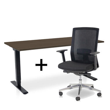 Ensemble MRC COMFORT - Bureau assis-debout + chaise - 160x80 - chêne brun product