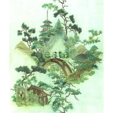 ESTAhome papier peint mural - chinoiserie - vert et marron product