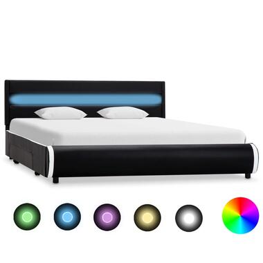 vidaXL Cadre de lit avec LED Noir Similicuir 140 x 200 cm product