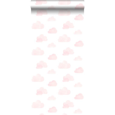 ESTAhome papier peint - nuages tamponnés - rose clair et blanc product