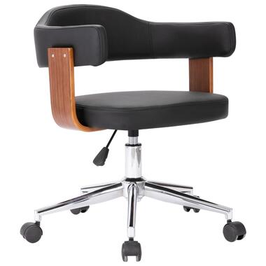 VIDAXL kantoorstoel - draaibaar - gebogen hout - kunstleer - zwart product