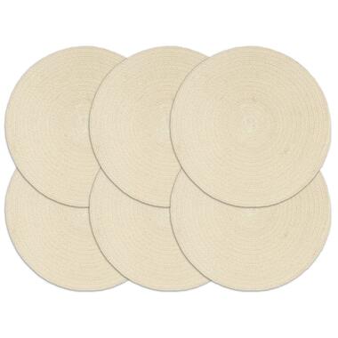 vidaXL Placemats 6 st rond 38 cm katoen natuurlijk product