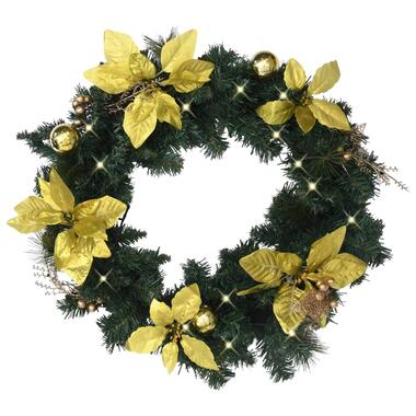 VIDAXL Kerstkrans met LED-lampjes 60 cm PVC groen product