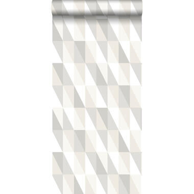 ESTAhome papier peint - triangles graphiques - argent, gris et beige product