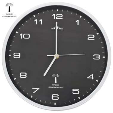 vidaXL Horloge murale radioguidée avec mouvement à quartz 31 cm Noir product