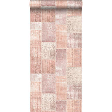 ESTAhome behang - Marrakech tapijt - oranje en roze - 53 cm x 10,05 m product