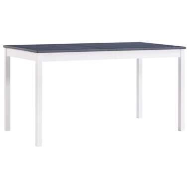 vidaXL Eettafel 140x70x73 cm grenenhout wit en grijs product