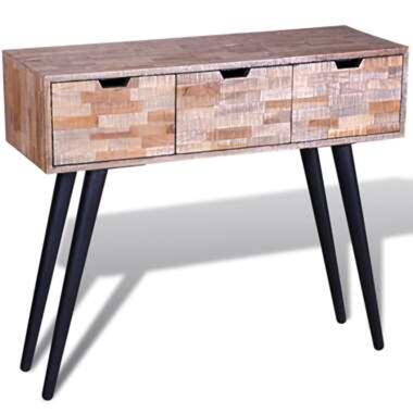 vidaXL Table console avec 3 tiroirs Bois de teck recyclé product
