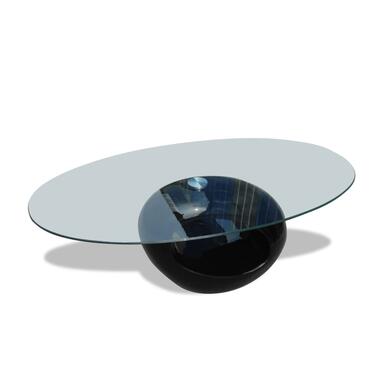 vidaXL Table basse avec dessus de table en verre ovale Noir brillant product