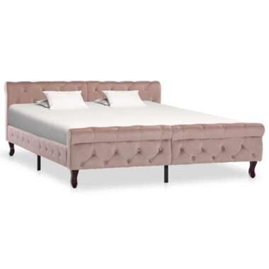 vidaXL Cadre de lit sans matelas Rose Velours 160x200 cm product