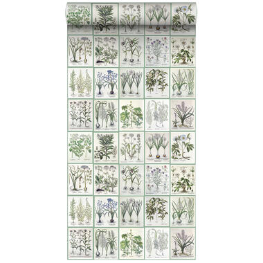 ESTAhome XXL behangpapier - bladzijden botanisch bloemen en planten boek product