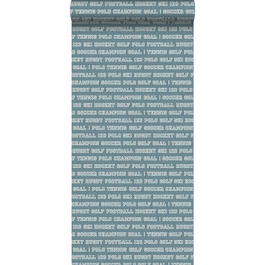 ESTAhome behang - sportteksten - donkerblauw - 53 cm x 10.05 m product