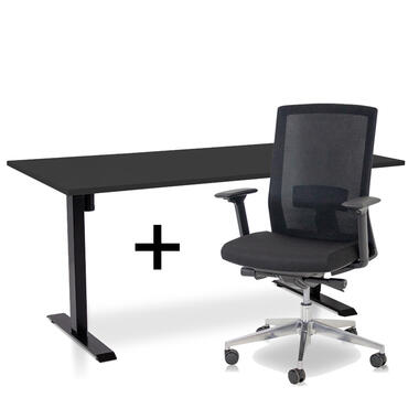 Ensemble MRC EASY - Bureau assis-debout + chaise - 160x80 - noir product
