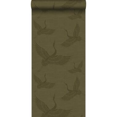 Origin papier peint - oiseaux de grue - moutarde verte product