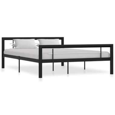 vidaXL Cadre de lit sans matelas noir et blanc métal 140x200 cm product