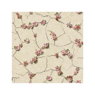 Dutch Wallcoverings - Escapade beton/bloem beige/roze - 0,53x10,05m product