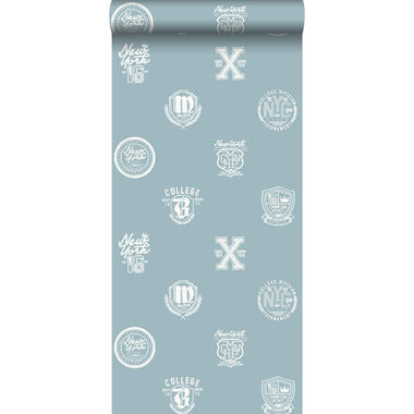 ESTAhome behang - school emblemen - licht blauw - 53 cm x 10.05 m product