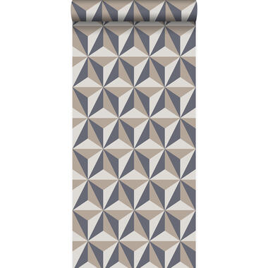 Origin behang - grafisch - vintage blauw en taupe - 53 cm x 10,05 m product