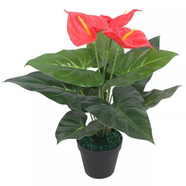 vidaXL Kunst anthurium plant met pot 45 cm rood en geel product