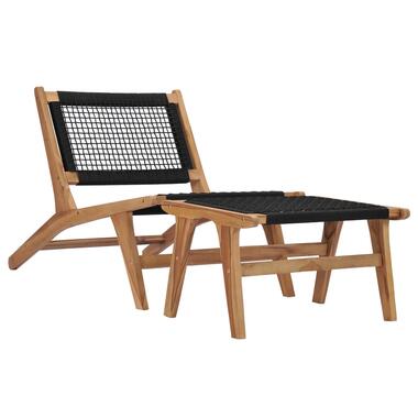 VIDAXL Chaise longue avec repose-pied Bois de teck solide et corde product