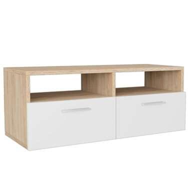 vidaXL Meuble TV Bois d’ingénierie 95x35x36 cm Chêne et blanc product