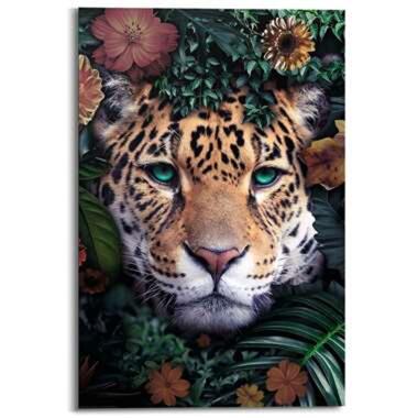 Schilderij - Jungle luipaard - 90x60 cm Hout product