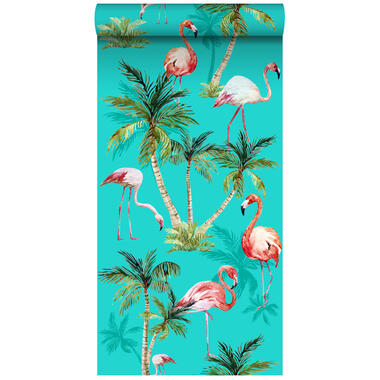 ESTAhome papier peint XXL - flamants Roses - turquoise, vert et rose product