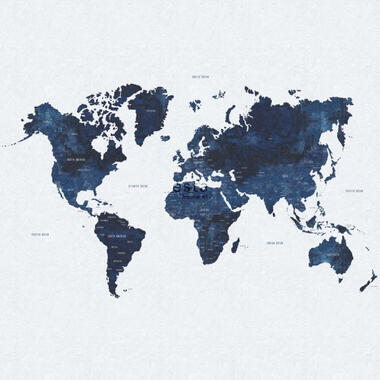 ESTAhome fotobehang - vintage wereldkaart - blauw - 2.79 x 2.79 m product