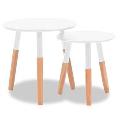 vidaXL Ensemble de tables d'appoint 2 pcs Bois de pin massif Blanc product