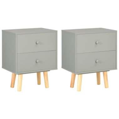 vidaXL Tables de chevet 2 pcs Gris 40 x 30 x 50 cm Pin massif product