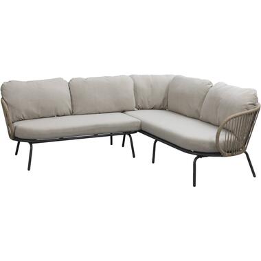 Loungehoeksalon Fermo - antraciet/beige - 75x215x81 cm - met kussens product