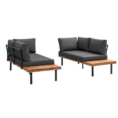 Loungeset Granada - staal/acaciahout - 2-delig - incl. grijze kussens product