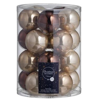 Kerstballen, 20 stuks - bruin - glas - ø6 cm product