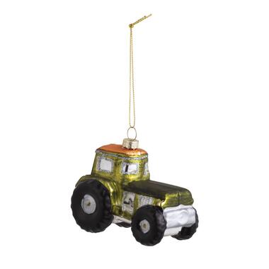 Kerstbal Tractor - groen glas - 8x9,3x5,5 cm product