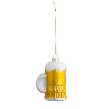 Boule de Noël Verre de bière - verre jaune/blanc - 9,5x6,4x4,9 cm product