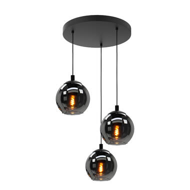 Lampe à suspension EGLO Ariscani / Ø 42,5 cm - verre fumé - 3 lumières - Noir product