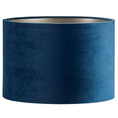 Kap Cilinder - blauw fluweel - Ø30x21 cm product